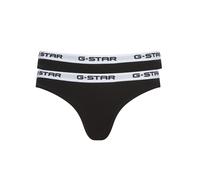 Tanga G-STAR "OBSIDIAN, 2 PACK THONGS", Damen, Gr. M, 2 Stk., schwarz, Jersey, Obermaterial: 95% Baumwolle, 5% Elasthan, unifarben, eng, Unterhosen Tanga, mit Logobund (74580533-M) schwarz