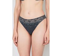 Tanga JOOP "Beautiful", Damen, Gr. 40, grau (anthra), Single Jersey, Obermaterial: 85% Polyamid, 15% Elasthan, körpernah, Unterhosen Tanga, florale Spitze, Stretch-Bund, elastisch (66004712-40)