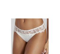 Tanga LASCANA, Damen, Gr. 32/34, beige (champagne), Spitze, Obermaterial: 47% Polyamid, 47% Polyester, 6% Elasthan, Unterhosen Tanga, mit feiner Zierschleife und hübschem Glitzeraccessoire (12871234-3