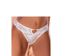 Tanga LASCANA, Damen, Gr. 32/34, beige (creme), Spitze, Obermaterial: 88% Polyamid, 12% Elasthan, Unterhosen Tanga, rundum aus Spitze mit sexy Cut-Out (34029140-32) creme