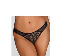 Tanga LASCANA, Damen, Gr. 40/42, schwarz, Spitze, Obermaterial: 49% Polyamid, 36% Polyester, 15% Elasthan, Unterhosen Tanga, mit dekorativen Satinbändern, transparente Unterwäsche, Reizwäsche (8912611