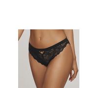 Tanga LASCANA, Damen, Gr. 40/42, schwarz, Spitze, Obermaterial: 88% Polyamid, 12% Elasthan, Unterhosen Tanga, mit edlem Accessoire und feinem Bund aus Satin-Material (47328059-40) schwarz