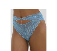 Tanga LASCANA, Damen, Gr. 44/46, blau (türkis), Microtouch, Obermaterial: 87% Polyamid, 13% Elasthan, figurbetont, Unterhosen Tanga, mit hohem Schnitt und verführerischem Cut-Out (68580613-44) türkis