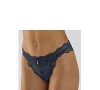 Tanga LASCANA, Damen, Gr. 44/46, blau (dunkelpetrol), Microtouch, Obermaterial: 88% Polyamid, 10% Elasthan, 2% Polyester, figurbetont, Unterhosen Tanga, rundherum aus edler Spitze (17812938-44) dunkel