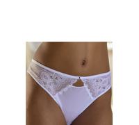 Tanga LASCANA, Damen, Gr. 44/46, weiß, Microfaser, Obermaterial: 89% Polyamid, 11% Elasthan, körpernah, Unterhosen Tanga, mit extravaganten Spitzeneinsätzen (59604001-44) weiß