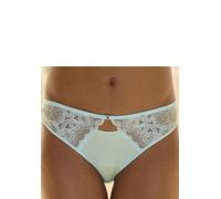 Tanga LASCANA, Damen, Gr. 48/50, blau (aquablau), Microfaser, Obermaterial: 89% Polyamid, 11% Elasthan, körpernah, Unterhosen Tanga, mit extravaganten Spitzeneinsätzen (43468560-48)