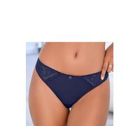 Tanga LASCANA "Evita", Damen, Gr. 32/34, dunkelblau, Obermaterial: 90% Polyamid, 10% Elasthan, Unterhosen Tanga, mit Cutout hinten (57434314-32) dunkelblau
