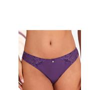 Tanga LASCANA "Flora", Damen, Gr. 44/46, lila (pflaume), Spitze, Microtouch, Obermaterial: 89% Polyamid, 11% Elasthan, Unterhosen (35621513-44) pflaume