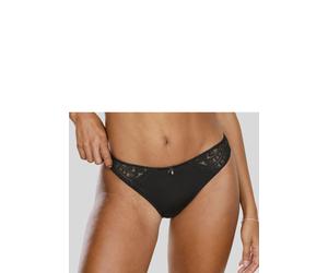 Tanga LASCANA "Flora", Damen, Gr. 44/46, schwarz, Spitze, Obermaterial: 89% Polyamid, 11% Elasthan, Unterhosen Tanga, hinten aus leicht transparenter Spitze (47446649-44) schwarz