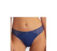 Tanga LASCANA "Flora", Damen, Gr. 48/50, blau (royalblau), Spitze, Obermaterial: 89% Polyamid, 11% Elasthan, Unterhosen Tanga, hinten aus leicht transparenter Spitze (64661437-48) royalblau