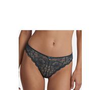 Tanga LASCANA "Nikoletta", Damen, Gr. 36/38, blau (petrol), Spitze, Obermaterial: 88% Polyamid, 12% Elasthan, Unterhosen Tanga, mit feiner Zierschleife und Accessoire in Perlenoptik (72601461-36) petr