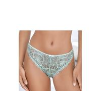 Tanga LASCANA "Nikoletta", Damen, Gr. 36/38, grün (türkis), Spitze, Obermaterial: 88% Polyamid, 12% Elasthan, Unterhosen Tanga, mit feiner Zierschleife und Accessoire in Perlenoptik (78482840-36) türk