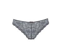 Tanga LASCANA "Nikoletta", Damen, Gr. 40/42, grau (graphit), Spitze, Obermaterial: 88% Polyamid, 12% Elasthan, Unterhosen Tanga, mit feiner Zierschleife und Accessoire in Perlenoptik (30665145-40) gra