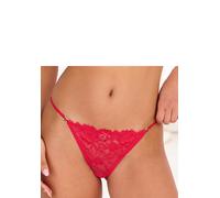 Tanga LASCANA "Samara", Damen, Gr. 44/46, rot, Spitze, Obermaterial: 90% Polyamid, 10% Elasthan, Unterhosen Tanga, mit feiner Satinschleife und extravaganten Strassaccessoires (14765709-44) rot