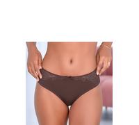 Tanga LASCANA "Vittoria", Damen, Gr. 32/34, braun (schokolade), Obermaterial: 84% Polyamid (TACTEL), 16% Elasthan (LYCRA), körpernah, Unterhosen Tanga, mit Spitzeneinsätzen (58392522-32) schokolade