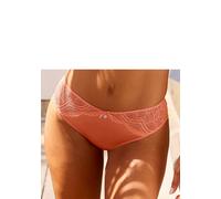 Tanga NUANCE BY LASCANA "Vivianna", Damen, Gr. 40/42, orange (pfirsich), Microfaser, Obermaterial: 88% Polyamid, 12% Elasthan, figurbetont, Unterhosen Tanga, mit feinen Spitzen-Details (51226668-40) p