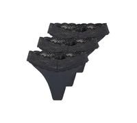 Tanga ONLY "ONLCHLOE LACE S.S THONG 3-PACK ACC", Damen, Gr. L (40), 3 Stk., periscope pack:x3, Obermaterial: 75% Nylon, 25% Elasthan, unifarben, figurbetont, Unterhosen Tanga (50297040-L) periscope pa