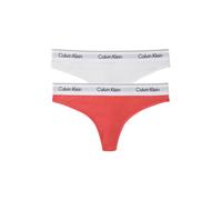 Tanga "THONG 2PK", Damen, Gr. L (40), Jersey, weiß (weiß, cradle pink), Jersey, Obermaterial: 53% Baumwolle, 35% Modal, 12% Elasthan, CALVIN KLEIN UNDERWEAR, unifarben, körpernah, Unterhosen Tanga, Kö