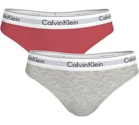 Tanga "THONG 2PK", Damen, Gr. XXXL (48), punch pink, grau heather, Jersey, Obermaterial: 53% Baumwolle, 35% Modal, 12% Elasthan, CALVIN KLEIN UNDERWEAR, unifarben, körpernah, Unterhosen Tanga, Körpern
