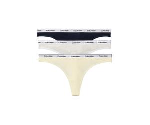 Tanga "THONG 3PK", Damen, Gr. L (40), bunt (shoreline, snow heather, pear sorbe), Jersey, Obermaterial: 90% Baumwolle, 10% Elasthan, CALVIN KLEIN UNDERWEAR, unifarben, körpernah, Unterhosen Tanga, Kör