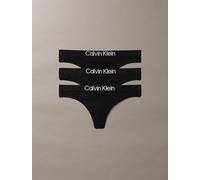 Tanga "THONG 3PK", Damen, Gr. S (36), schwarz (schwarz, schwarz, schwarz), Jersey, Obermaterial: 95% Baumwolle, 5% Elasthan, CALVIN KLEIN UNDERWEAR, unifarben, körpernah, Unterhosen Tanga, Körpernahe