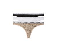 Tanga "THONG 3PK", Damen, Gr. XL (42), schwarz, classic weiß, animal mirror, Jersey, Obermaterial: 90% Baumwolle, 10% Elasthan, CALVIN KLEIN UNDERWEAR, unifarben, körpernah, Unterhosen Tanga, Körperna