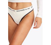 Tanga "THONG", Damen, Gr. L (40), weiß (ivory), Jersey, Obermaterial: 83% Baumwolle, 14% Polyamid, 3% Elasthan, TOMMY HILFIGER UNDERWEAR, kontrastfarbene Details, unifarben mit Farbeinsatz, körpernah,