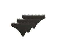 Tanga YSABEL MORA "BASIC COLLECTION COTTON WITH LACE", Damen, Gr. S, schwarz, Obermaterial: 95% Baumwolle, 5% Elasthan, unifarben, Unterhosen Tanga, nicht nur bequem, sondern auch romantische Spitzend