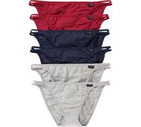 Tangaslip BONPRIX "Tanga Slip (6er Pack)", Damen, Gr. 36/38 (S), 6 Stk., grau (hellgrau meliert, dunkelblau, abendrot), Obermaterial: 95% Baumwolle, 5% Elasthan, Unterhosen, mit doppelten Seitenbänder