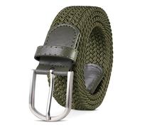 TANGCHAO Stoffgürtel Stretchgürtel Elastik Flechtgürtel Geflochtener und Elastischer Dehnbarer Gürtel für Damen und Herren Breite 3.3cm Grün 120cm