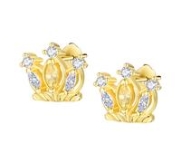 TANGPOET 24K Vergoldete Krone Ohrringe 925 Sterling Silber Verzauberte Ohrringe für Frauen, Großes Geschenk für Sie