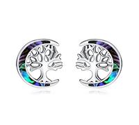 TANGPOET Baum des Lebens Ohrringe 925 Sterling Silber lebensbaum Ohrstecker Abalone Ohrring Valentinstag Schmuck Geschenke für Mädchen Freundin Damen Mutter