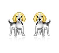 TANGPOET Beagle Hund Ohrringe Schmuck Geschenke für Damen Frauen Mädchen Silber 925 Beagle Ohrstecker Geschenke für Hundeliebhaber Hundemama Hundebesitzer