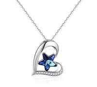 TANGPOET Halskette Damen Herz 925 Kristall Kette Herz Anhänger Schmuck Geschenke Jubiläumsgeschenke für Damen