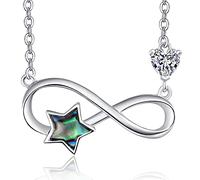 TANGPOET Infinity Kette Stern kette Unendlichkeits Halskette 925 Sterling Silber Stern kette Abalone Infinity Schmuck Geschenk für Mutter Freundin