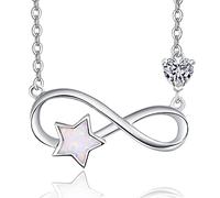TANGPOET Infinity Stern Halskette für Frauen - Opal Stern Anhänger 925 Sterling Silber Infinity Herz Schmuck für Frauen Mädchen
