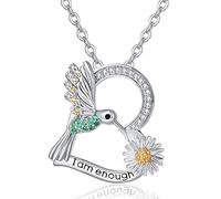 TANGPOET Kolibri Halskette Damen Kette Kolibri Anhänger Halsketten 925 Sterling Silber Schmuck Geschenke für Frauen