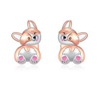 TANGPOET Niedliche Corgi Hund Ohrringe für Damen Mädchen Sterling Silber Cartoon Corgi Ohrstecker Welpenschmuck für Hundemama und Haustierliebhaber Geschenke zum Muttertag Weihnachten Valentinstag