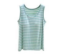 Tank Top Damen Ärmellos Gestreiftes Crop-Tanktop Für Im -Stil Mit Spaghettiträgern Rückenfrei Schmale Passform Ausgeh-Top Brustpolster Sexy T Shirt Oversize Sommer Elegantes Tops Locker Basic Grün
