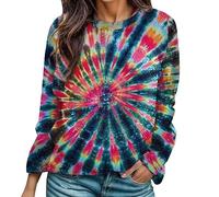 Tank Top Damen Ärmellose Sommer,Bunt Batik mit O Ausschnitt Tie Dye Regenbogen Print Tanktop T-Shirts Bluse T Shirt Oberteile T-Shirt Tee Tops Pullover Hemd Elegante Casual Locker (A3-Dark Blue, L)