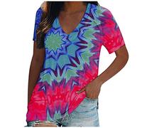 Tank Top Damen Ärmellose Sommer,Bunt Batik mit O Ausschnitt Tie Dye Regenbogen Print Tanktop T-Shirts Bluse T Shirt Oberteile T-Shirt Tee Tops Pullover Hemd Elegante Casual Locker (A1-Blue, M)