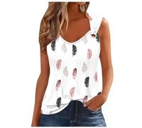 Tank Top Damen Elegant Blusetops Ärmellose Lässig Sommer Kurz Frauen Trägertop Damentop Croptops Bedruckte Neckholder Tops mit Rundhalsausschnitt Westen Damen Oberteile