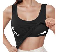 Tank Top Damen Große Größen Unifarben Ripp U Ausschnitt Mit Eingebauten Pads Für Sommer Breite Träger Ärmelloses Weites Camisole Top Mit Integriertem Bh