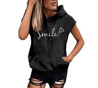 Tank Top Damen Hoodie - Ärmelloses T Shirt Damen Oversize Sweatshirt mit Kapuze Weste Sommer Oberteile Kapuzenpullover Streetwear Tops Taschen Pullover T-Shirts für Frauen Teenager Mädchen