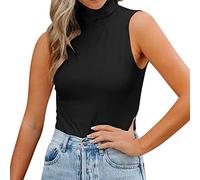 Tank Top Damen Rollkragen Tops Rollkragenshirt Casual Shirt mit Stehkragen, Damen Stehkragen Tank Top Crop Oberteil Basic Slim Shirts Bauchfrei Tops Damen Rollkragen Ärmellos Top Sommer