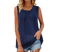 Tank Top Damen Sommer Chiffon Blusentops Damen Ärmelloses Oberteile Damen Sexy Ruched Bedruckte Bluse Lässig Locker Tshirt Tunika Große Größen Weste Basic Tops Teenager Mädchen Tanktops Frauen