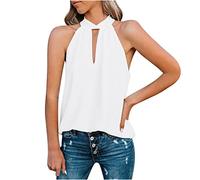 Tank Top Damen Sommer Einfarbig Ärmellos Bluse Mode V-Ausschnitt Tanktops Aushöhlen Oberteile Tunika Weste Party Tshirt Blusenshirt Slim Fit Tanktop Basic Shirt Longtops Beachwear für Frauen