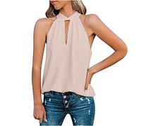 Tank Top Damen Sommer Einfarbig Ärmellos Bluse Mode V-Ausschnitt Tanktops Aushöhlen Oberteile Tunika Weste Party Tshirt Blusenshirt Slim Fit Tanktop Basic Shirt Longtops Beachwear für Frauen