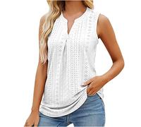 Tank Top Damen Sommer Einfarbig Ärmellos Bluse Mode V-Ausschnitt Tanktops Aushöhlen Oberteile Tunika Weste Party Tshirt Blusenshirt Slim Fit Tanktop Basic Shirt Longtops Beachwear für Frauen