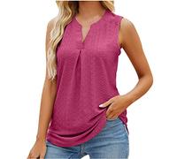 Tank Top Damen Sommer Einfarbig Ärmellos Bluse Mode V-Ausschnitt Tanktops Aushöhlen Oberteile Tunika Weste Party Tshirt Blusenshirt Slim Fit Tanktop Basic Shirt Longtops Beachwear für Frauen